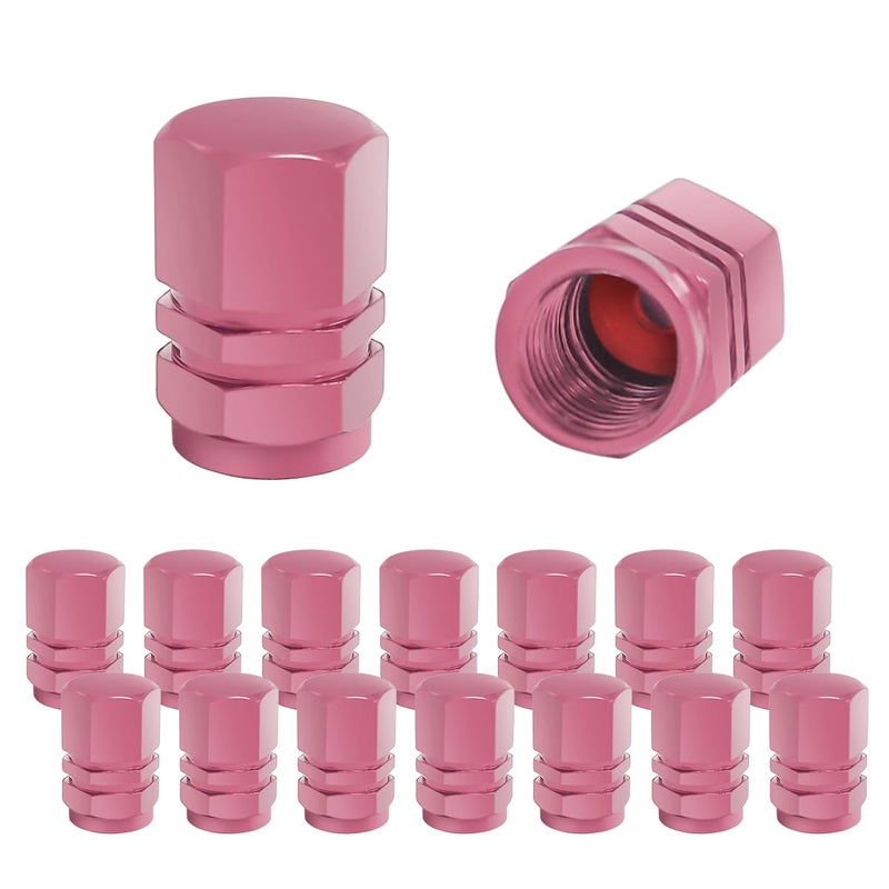 Fekey&JF 16 قطعة من أغطية جذع صمام إطارات السيارة من Fekey&JF، أغطية جذعية صمام إطارات السيارة محكمة الغلق مقاومة للماء للسيارات والدراجات والشاحنات والدراجات النارية وإكسسوارات السيارات للرجال والنساء (وردي) - Image 1